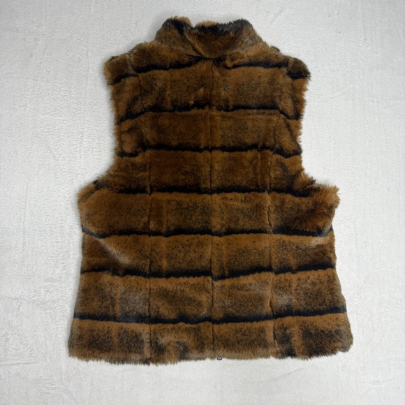 Womens Suede Faux Fur Reversible Vest Brown Black Boho Western Chic Size M - Picture 8 of 8